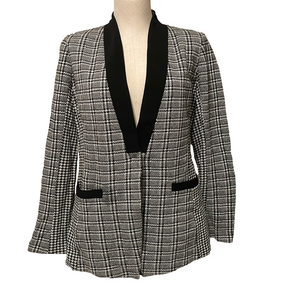 St. John black/white houndstooth knit wool Blazer Jacket  Sz 12